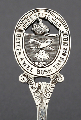 Robert Burns Armorial Silver Spoon - Wood Notes Wild, Better a Wee Bush Than Nae Bield